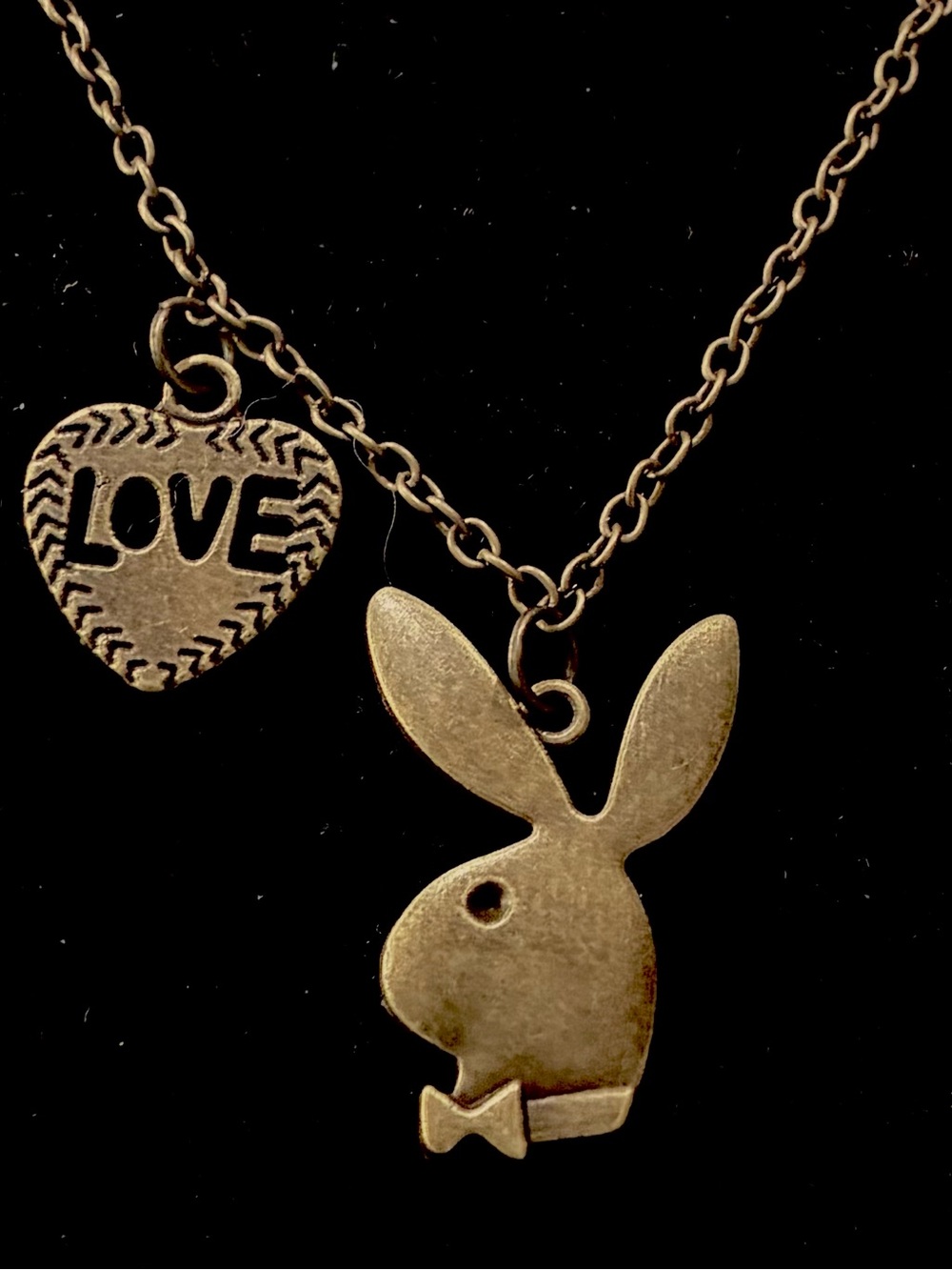 PLAYBOY BUNNY INSPIRED CHARM NECKLACE bronze